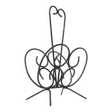 Vintage 1950s butterfly magazine rack - black steel