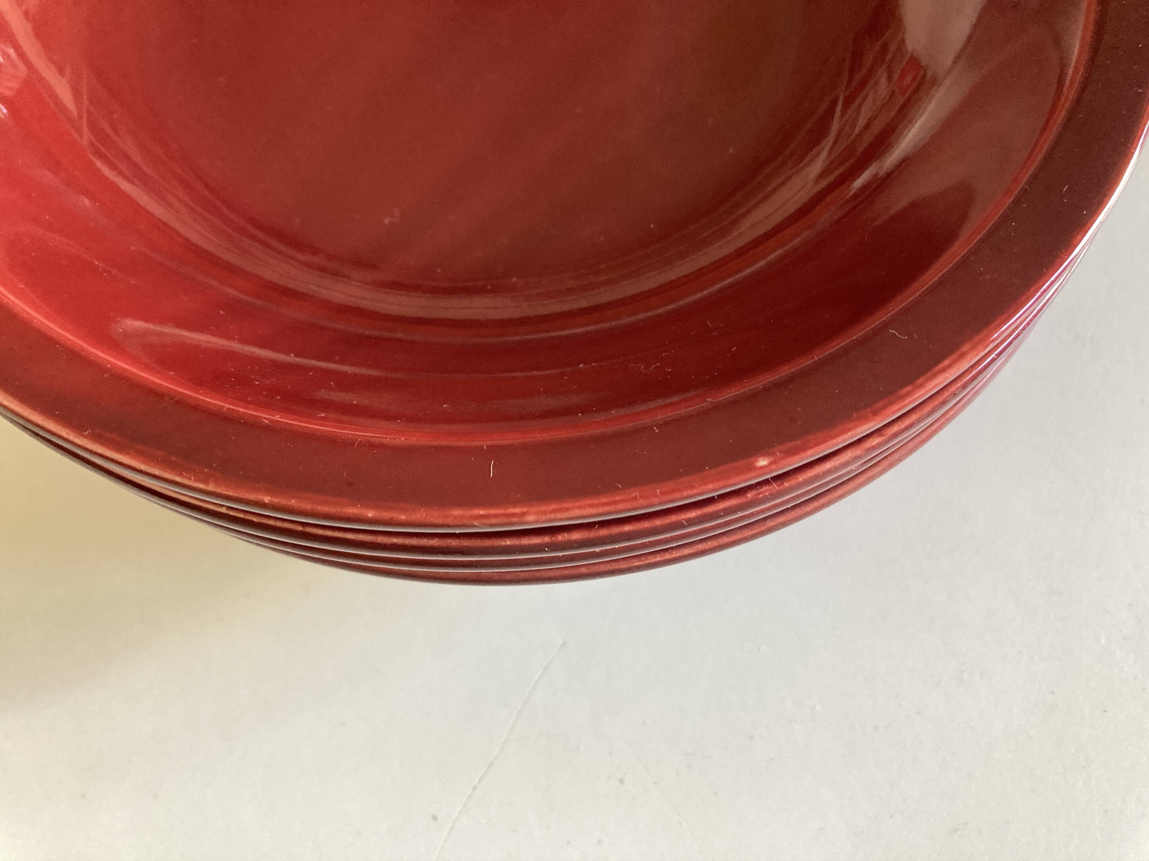 Set de 5 assiettes calotte mid century faience de Longchamp 1970