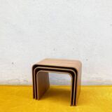 Trio de tables gigognes Habitat – design noyer courbé scandinave