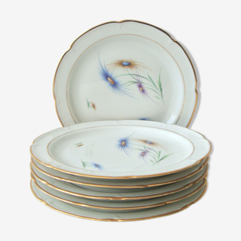 Set of 6 flat porcelain plates