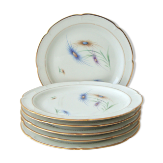 Set of 6 flat porcelain plates