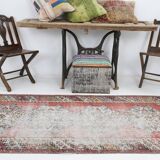 3x9 Rug For Hallway Antique Red Vintage Runner Rug, 102x261Cm SK 3931