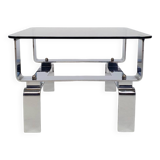 Chrome metal and smoked glass coffee table 70