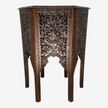 Antique 19th century burmese hand carved side or end table