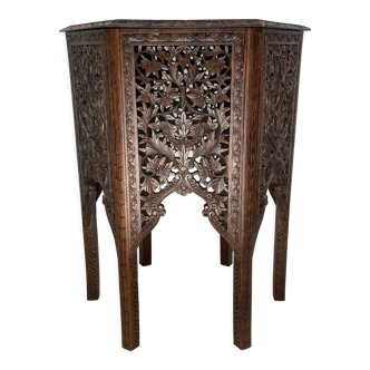 Antique 19th century burmese hand carved side or end table