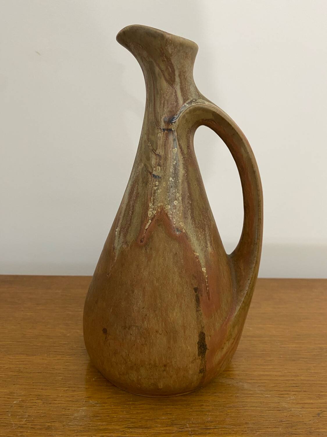 Antique denbac carafe pitcher flamed stoneware brown vintage
