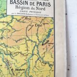 Vintage school map Bassin de Paris