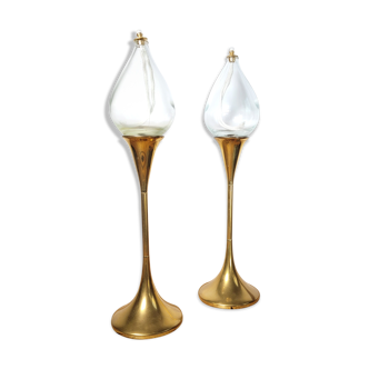 Pair oil lamps F. Andersen 70s