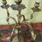 Chandeliers, candelabras pair of table lamps, bronze