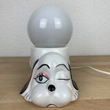 Ceramic dog lamp and opal globe