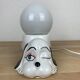 Ceramic dog lamp and opal globe