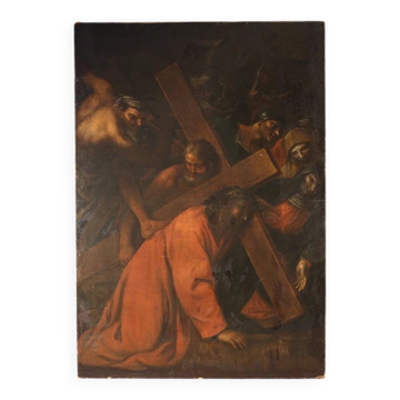 Peinture italienne antique Le Chemin de la Croix
