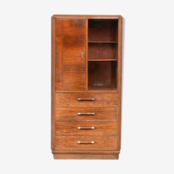 Bahut high art deco 1930 display case door shelf 4 rosewood drawers