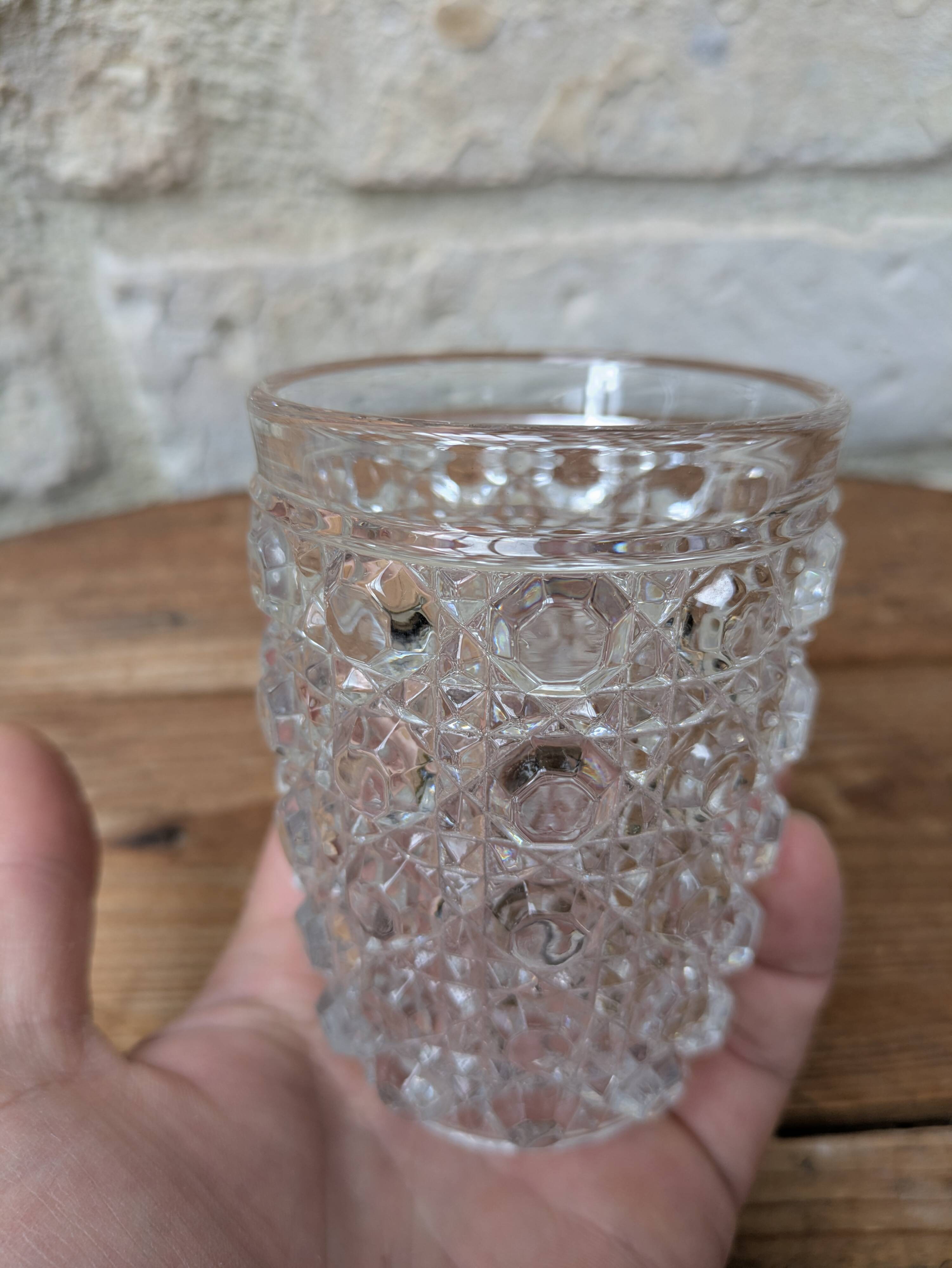 Antique crystal glass goblet signed Baccarat model Diamonds Pierreries H