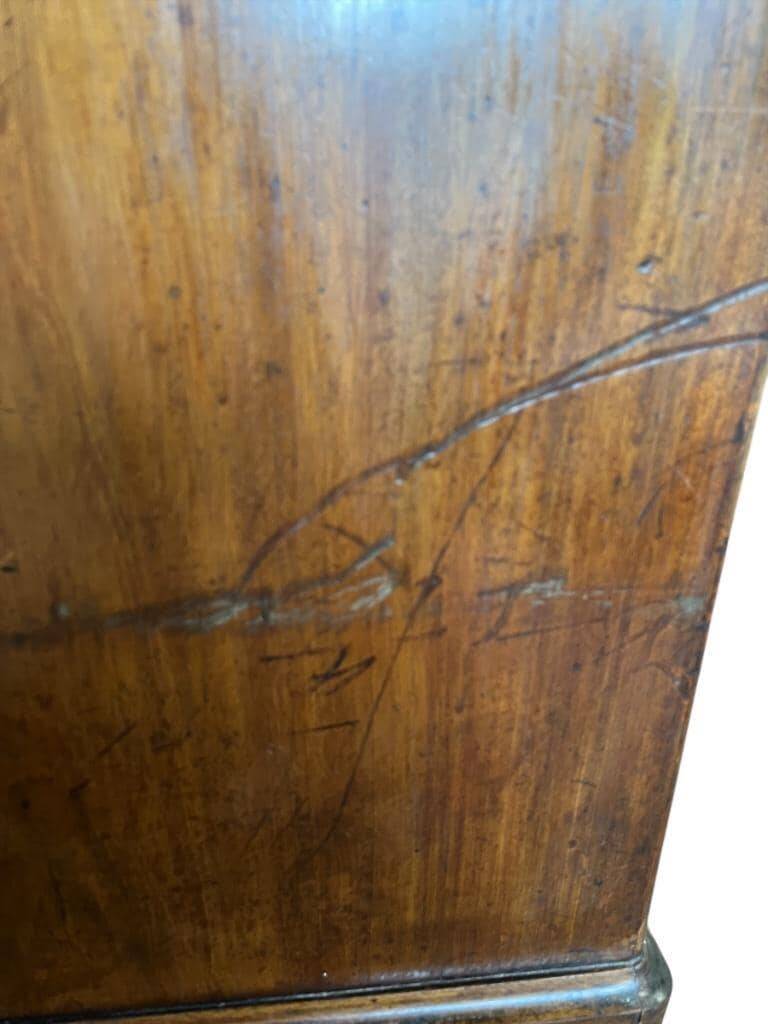 Vintage wooden chest of drawers with "gold" handles