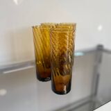 Set of 5 vintage twisted glasses – orange-brown orangeade – 60s/70s