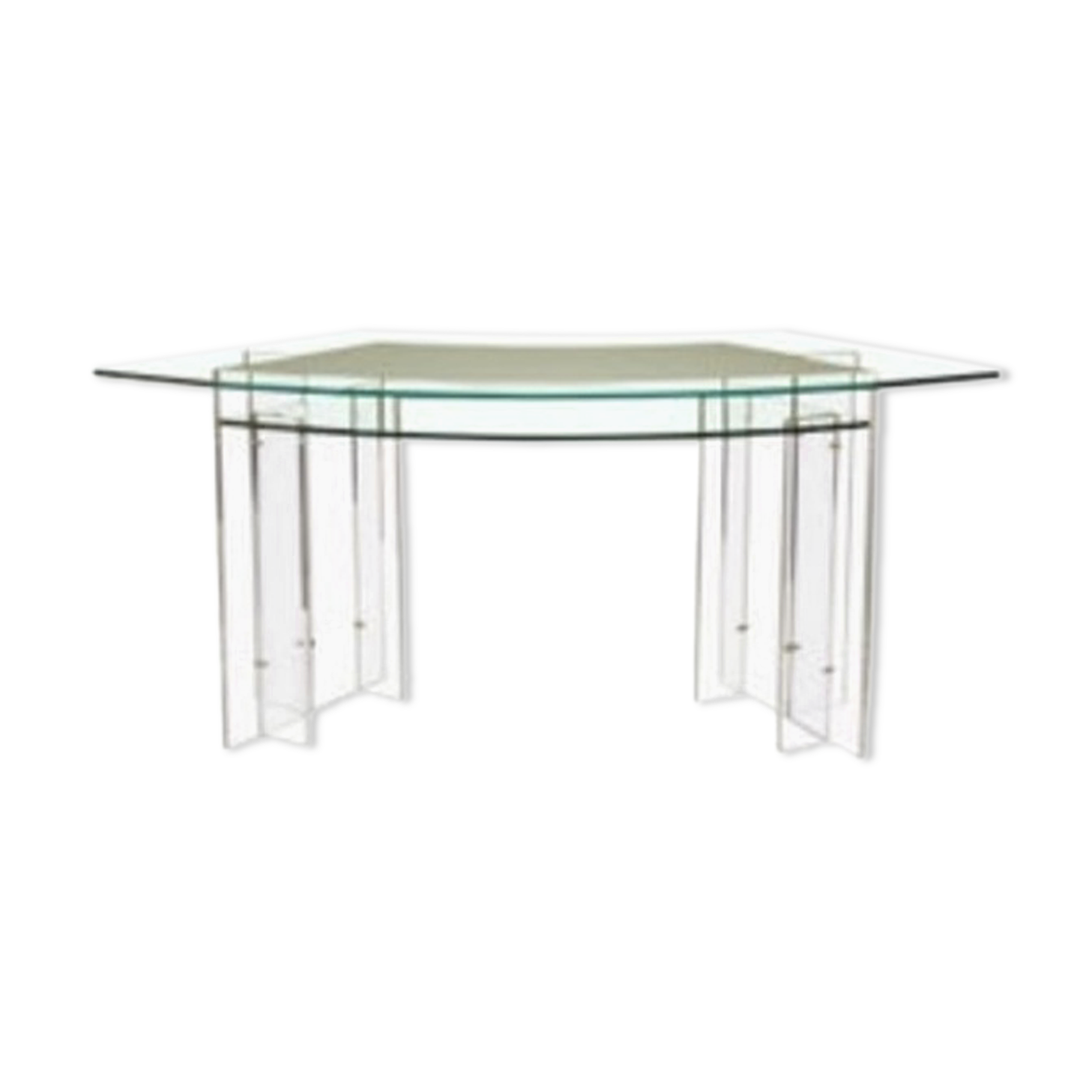 Bureau Vintage 1980 – Verre Et Plexiglas Transparent, Marais International