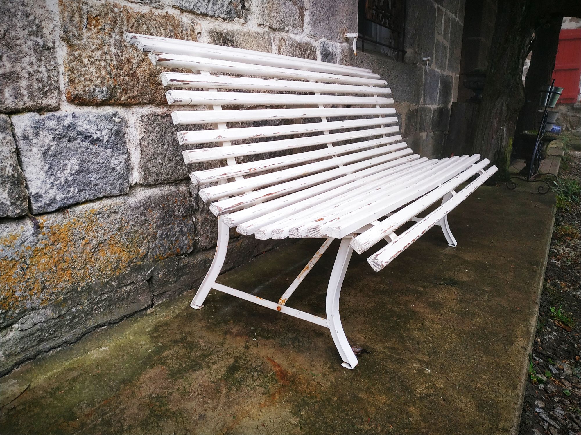 Vintage slatted garden bench
