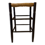 High stool made of wood and straw