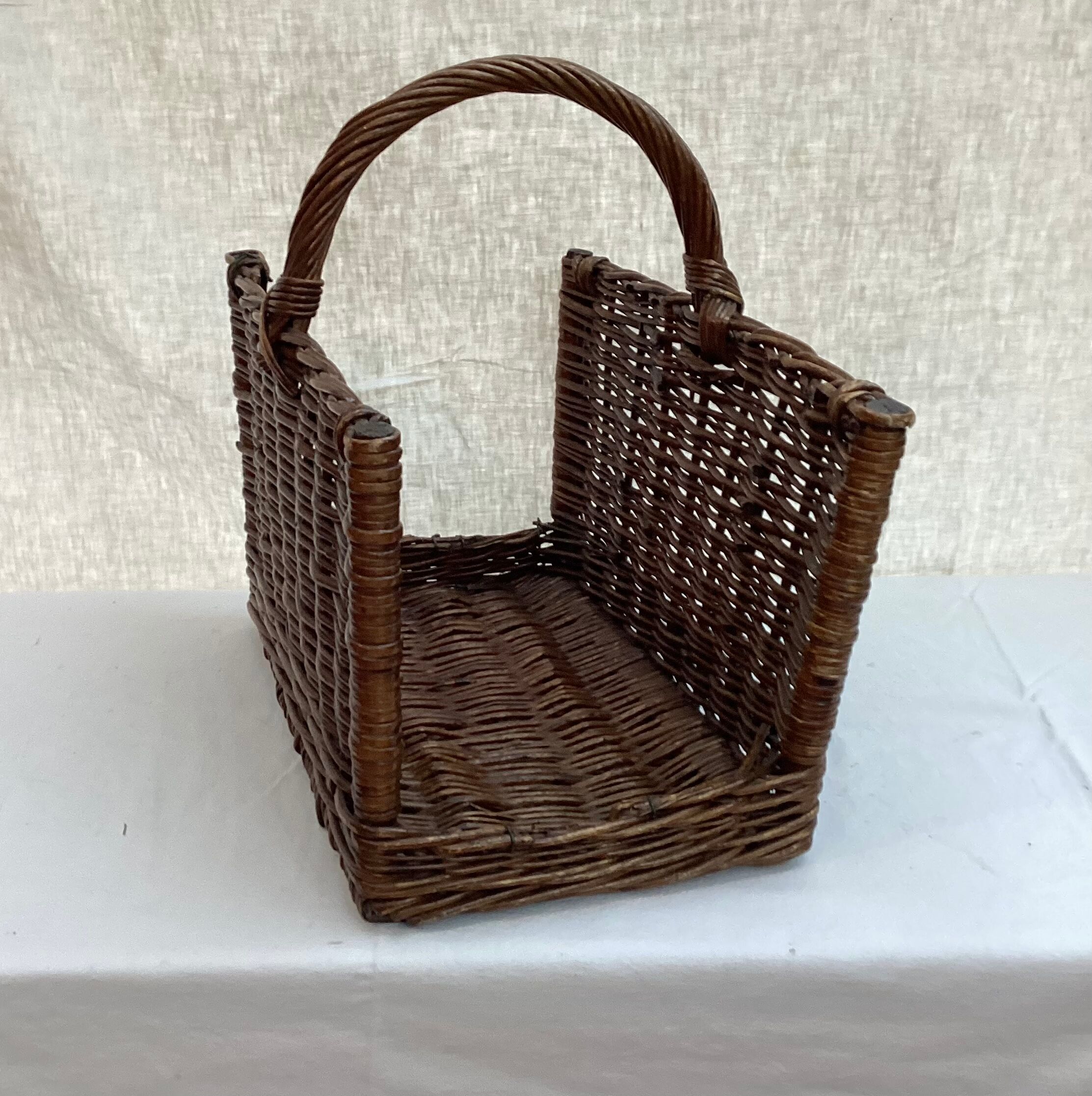 Wicker, vintage rattan pyre basket