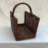 Wicker, vintage rattan pyre basket