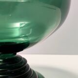 Centre de table/bol en verre vert soufflé à la main, fabriqué à Empoli, Italie