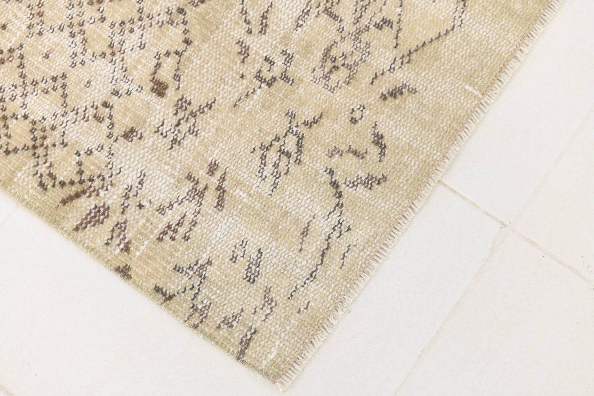 Vintage Cream & Brown Turkish Handmade Rug, 149x252Cm