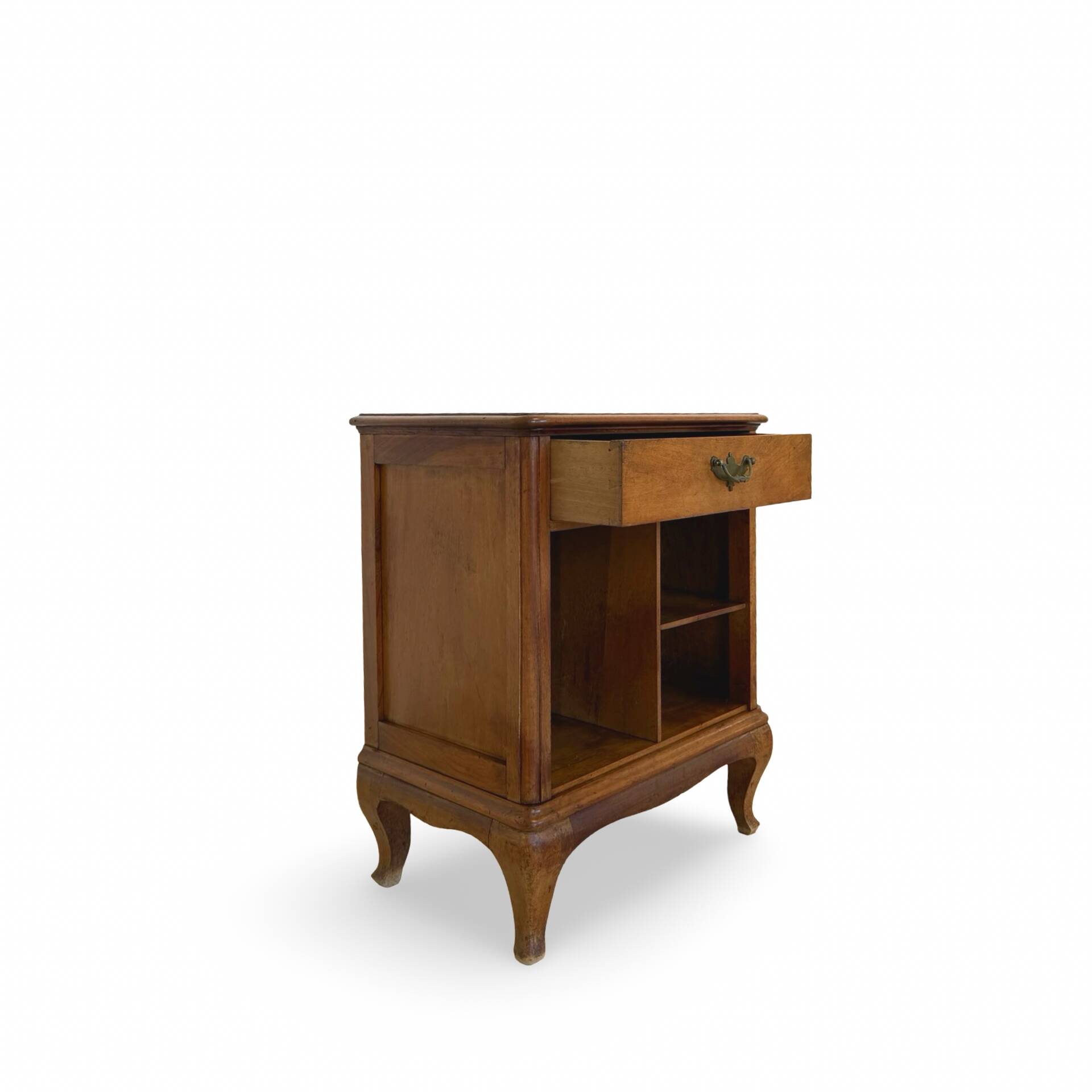 Antique Italian bedside table in solid walnut, 1920s/1930s