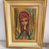 Tableau peinture portrait signée Sevek