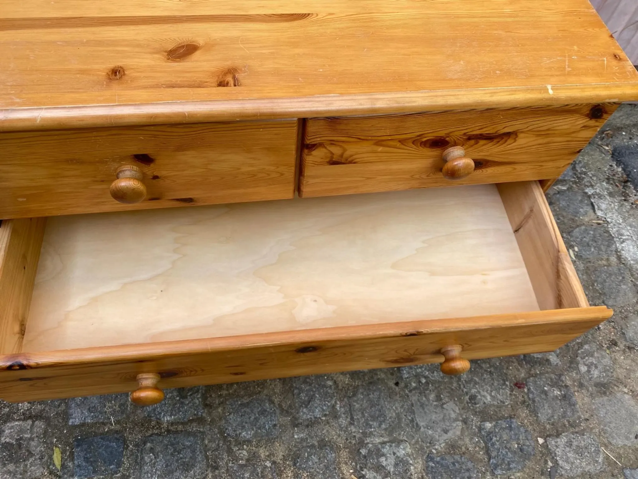 4-Drawer Chest in Solid Pine — Scandinavian / Chalet Style 1980