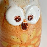 Vintage enameled stoneware owl money box