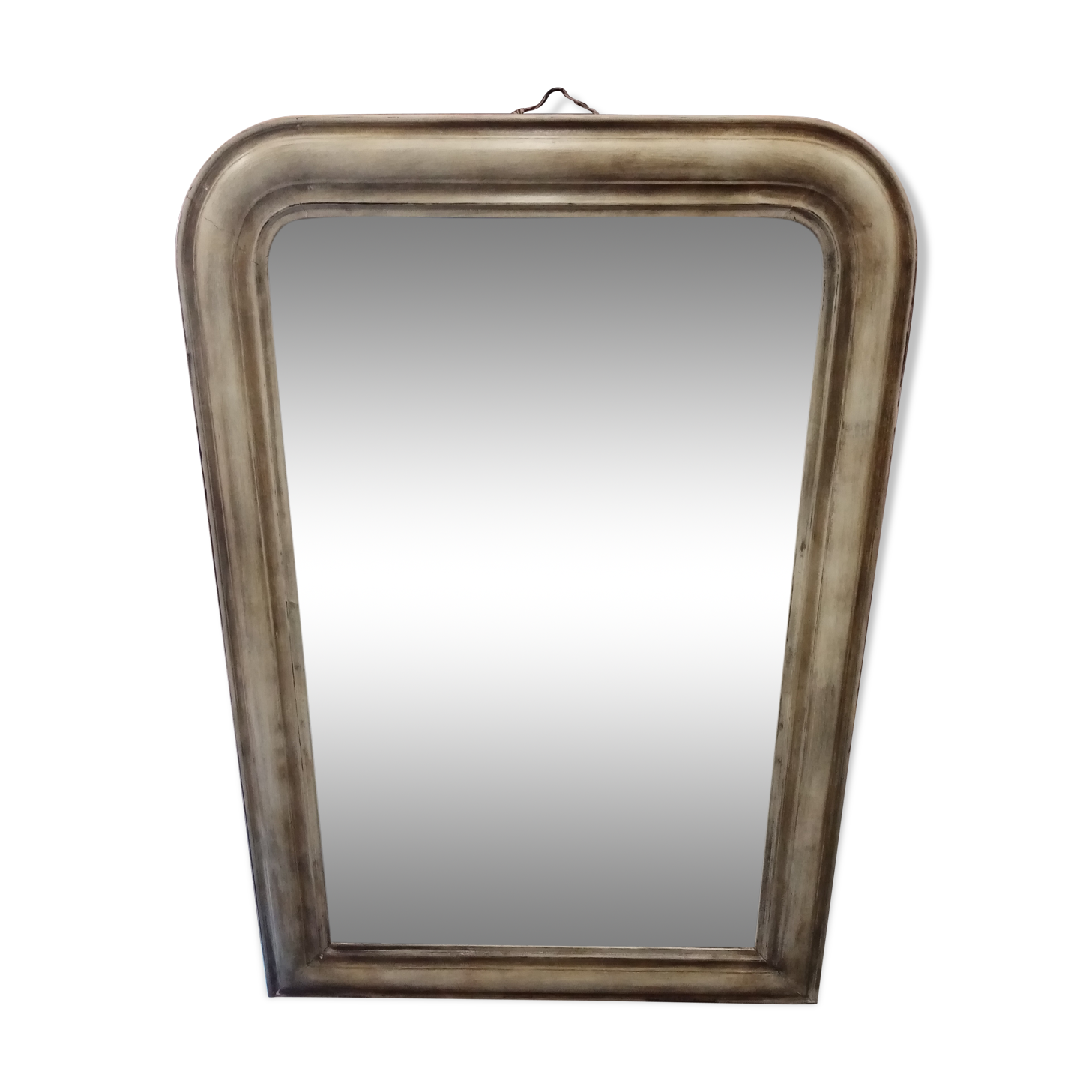 Miroir Louis Philippe patine shabby chic blanc gris 65x96cm
