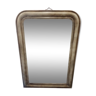 Miroir Louis Philippe patine shabby chic blanc gris 65x96cm