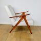 Vintage armchair B-310 VAR white structural boucle 1970s - beech-coloured wood