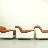 Space Age Fiberglass Lounge Chair in cognac leather, 1970s