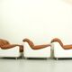 Fauteuil lounge Space Age en fibre de verre et cuir cognac, années 1970