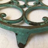 Dessous de plat en fonte vert doré