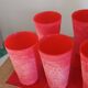 Cervé vintage red frosted glass orangeade set with fruit decoration