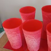 Cervé vintage red frosted glass orangeade set with fruit decoration