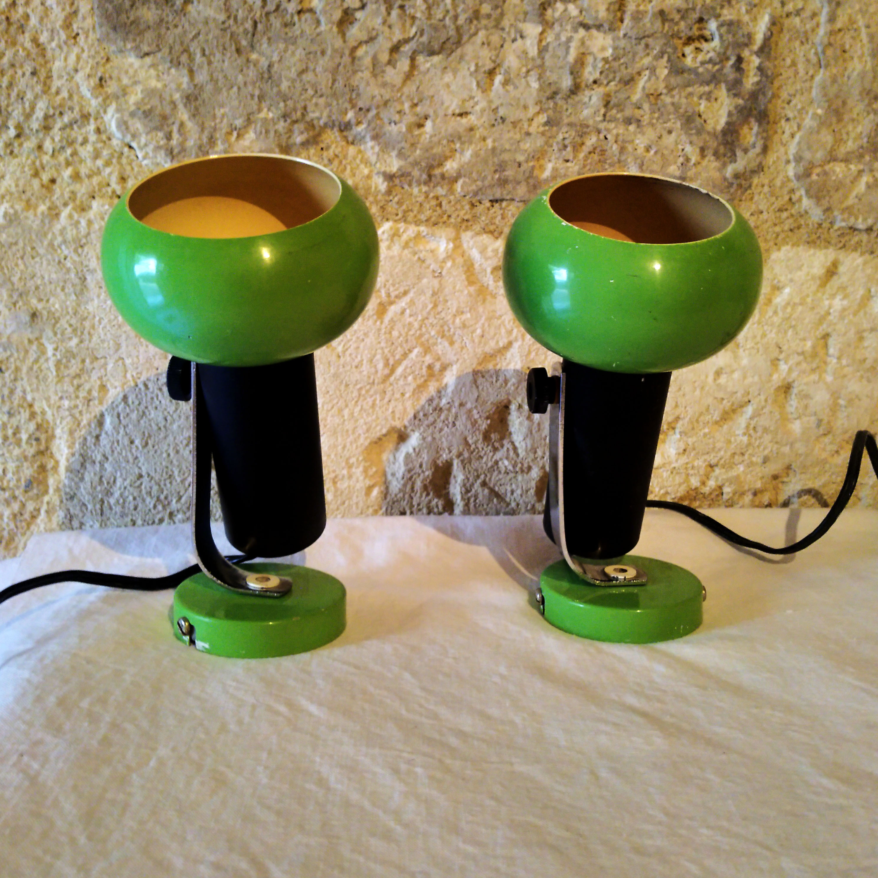 Pair of green eyeball sconces 1960
