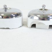 3 Ancient porcelain switches and industrial vintage crhomé metal