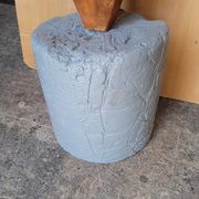 Brutalist ethnic sculpture / Totem, solid wood on base