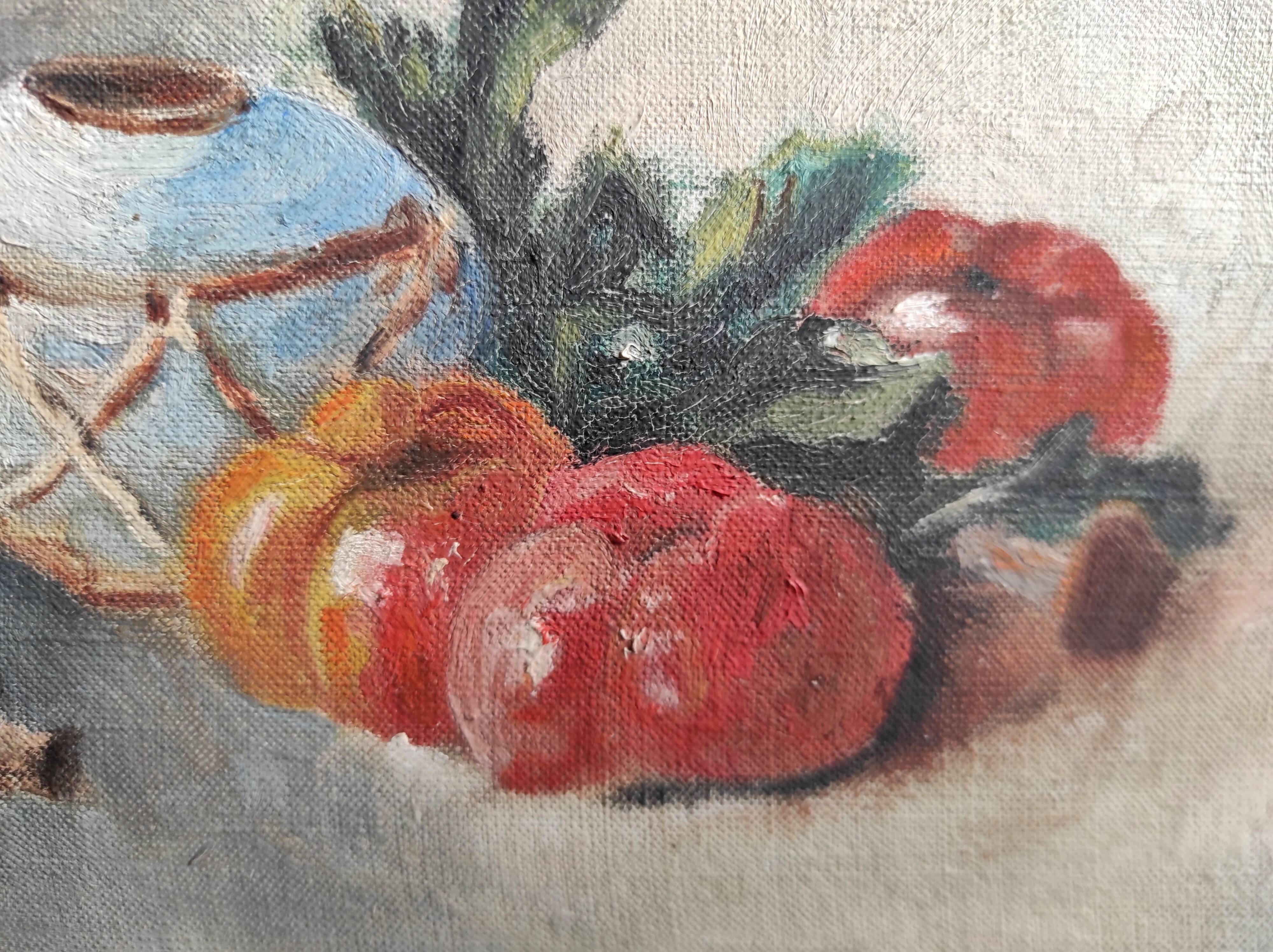 French vintage still life, oil on canvas