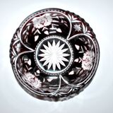 Saint-Louis Crystal Salad Bowl? Lined with Red Bordeaux Overlay Floral