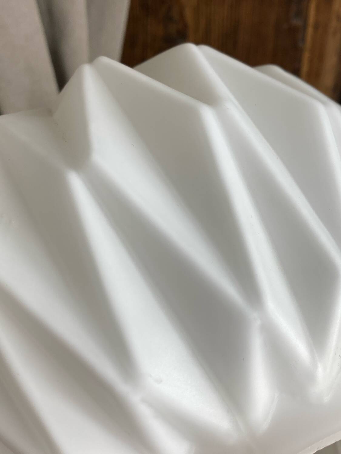 Designer pendant light with geometric opaline glass globe, mid-20th century