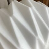 Designer pendant light with geometric opaline glass globe, mid-20th century