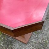Art Deco dining table in wood and red Formica