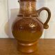 Antique strehla ceramic pitcher brown beige white interior vintage