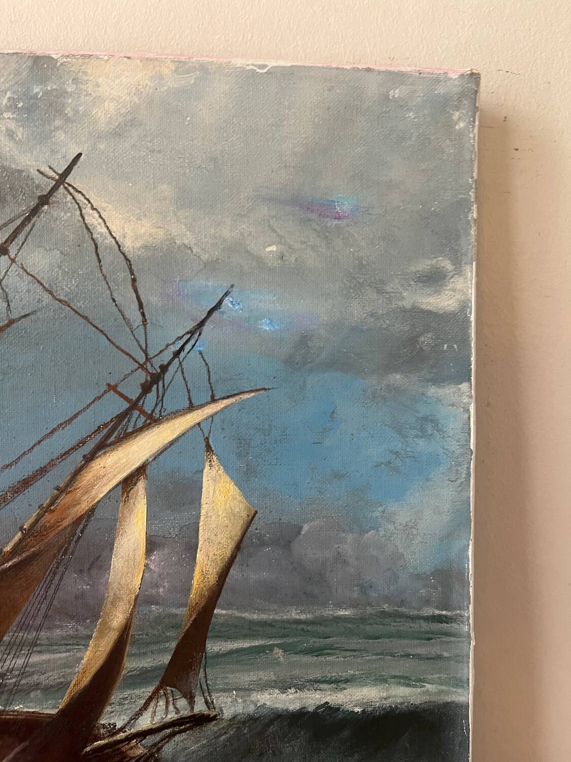 Marine, modern school, oil on canvas signed Van Ingelgam 1974