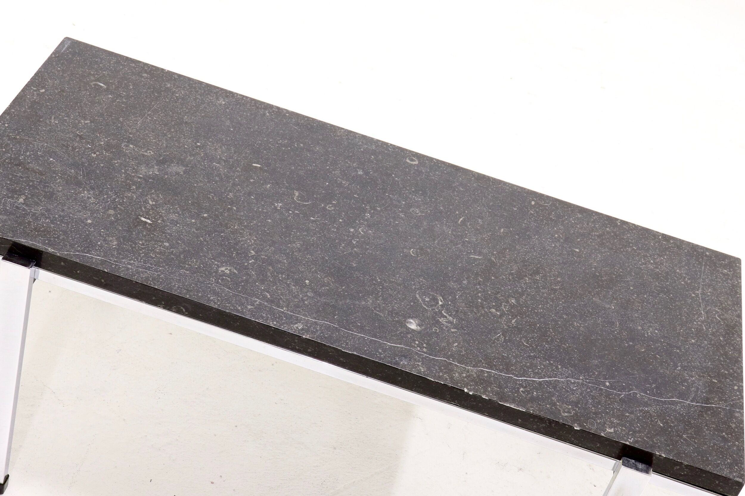Mid century grey limestone and chrome coffee table 1960